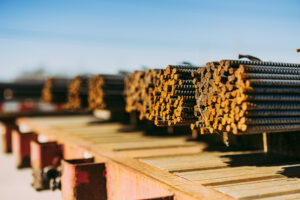 stacks of rebar on a truck bed